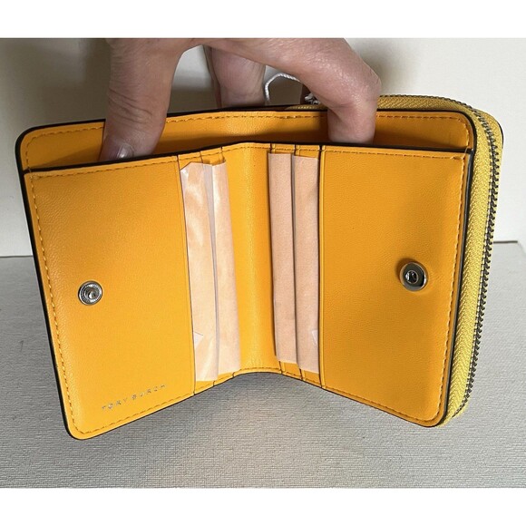 New Tory Burch Emerson Mini Patent Leather Wallet Bright Squash - Picture 4 of 5